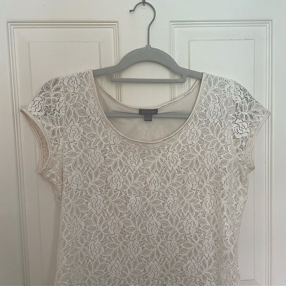 White Cream Lace capped sleeve Top - Picture 1 of 6